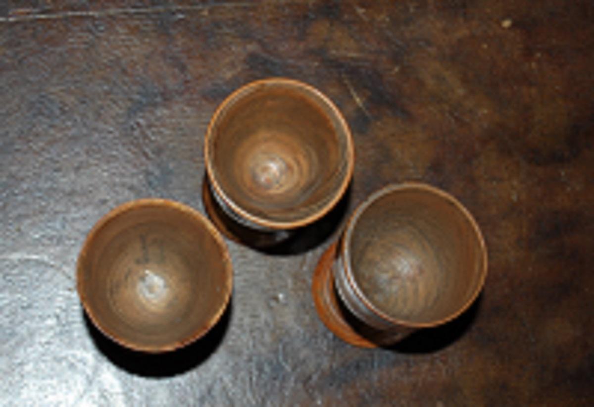 Three Treen Egg Cups, 19th Century