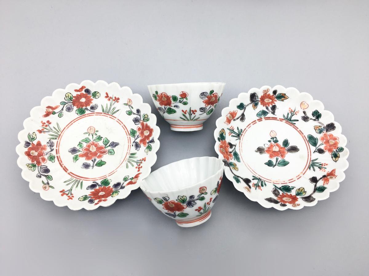 Set of 5 Kakiemon Cups and Saucers