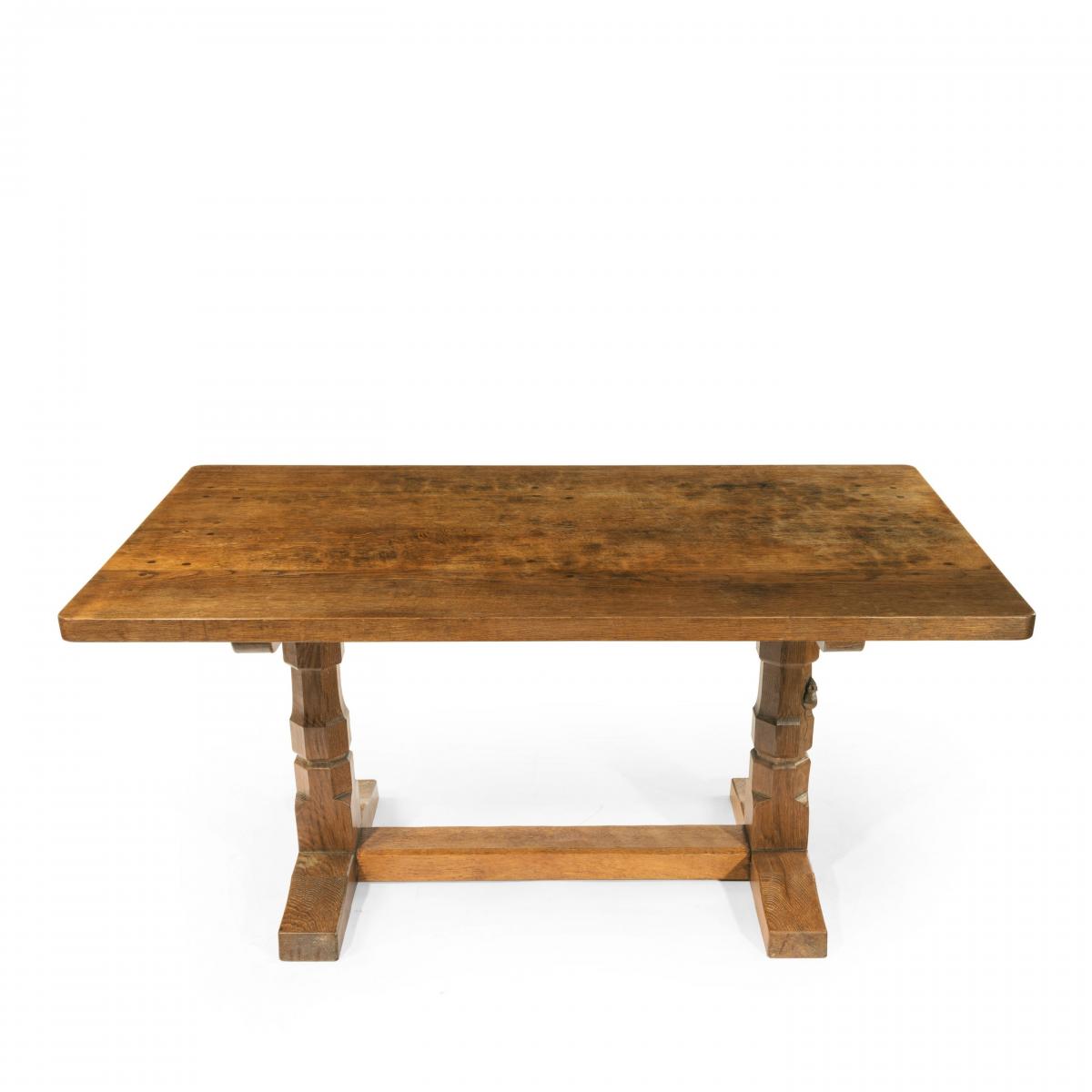 Oak table by Mouseman of Kilburn
