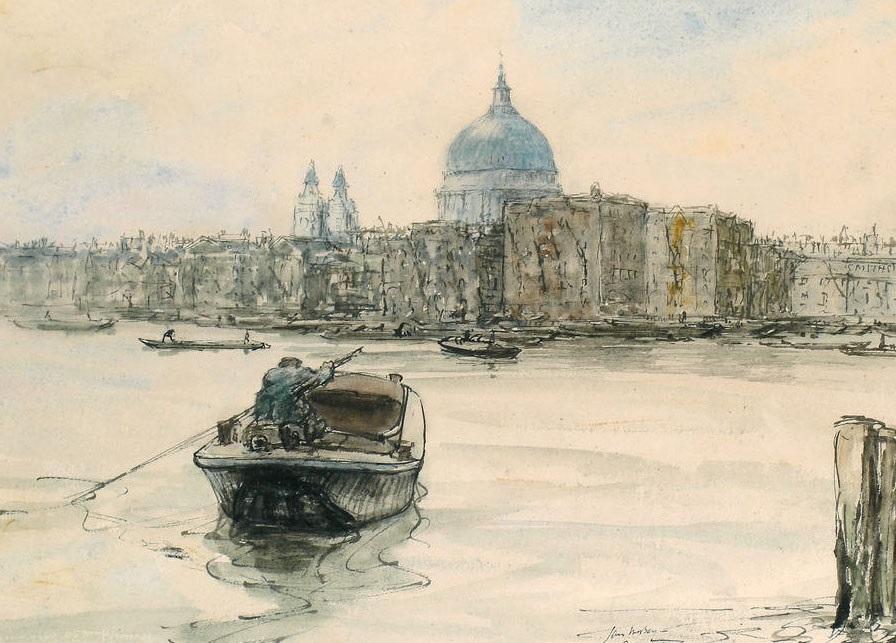 St. Paul's from the Thames, James McBey (1883-1959)