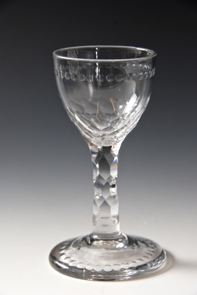 Wine glass with cup shaped bowl c.1780