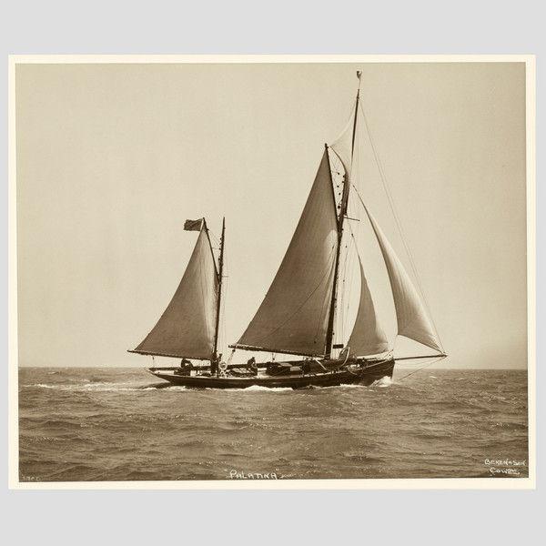Yacht Palatina, early silver photographic print by Beken of Cowes