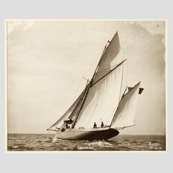 Yacht Leander, early silver photographic print by Beken of Cowes