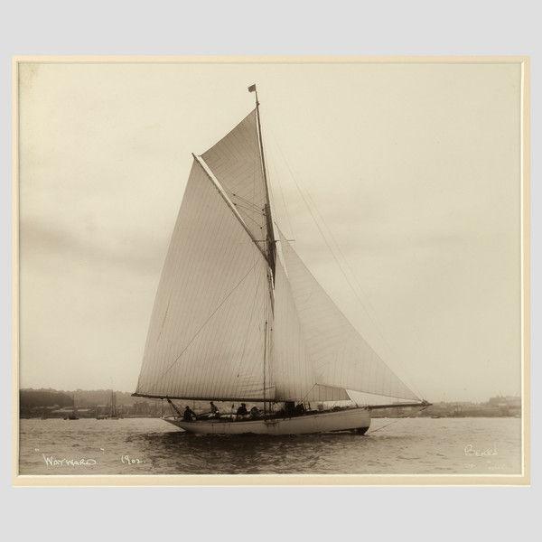 Yacht Wayward, early silver gelatin photographic print by Beken of Cowes