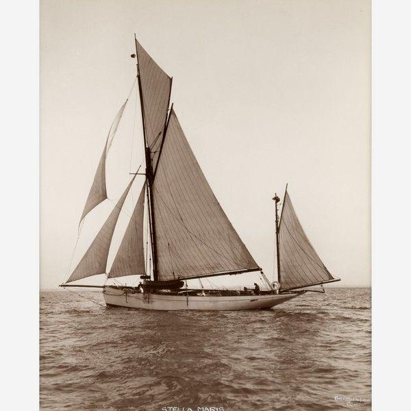 Early silver gelatin photographic print by Beken of Cowes – Yawl Stella Maris