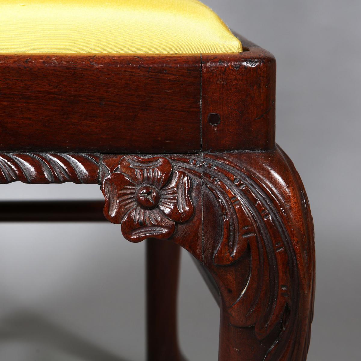 A pair of  mid 18th century carved mahogany side chairs