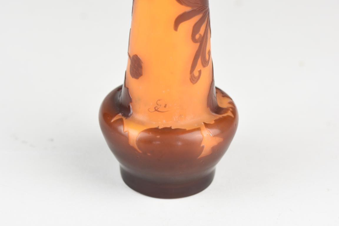 Emile Galle cameo glass vase decorated with flowers