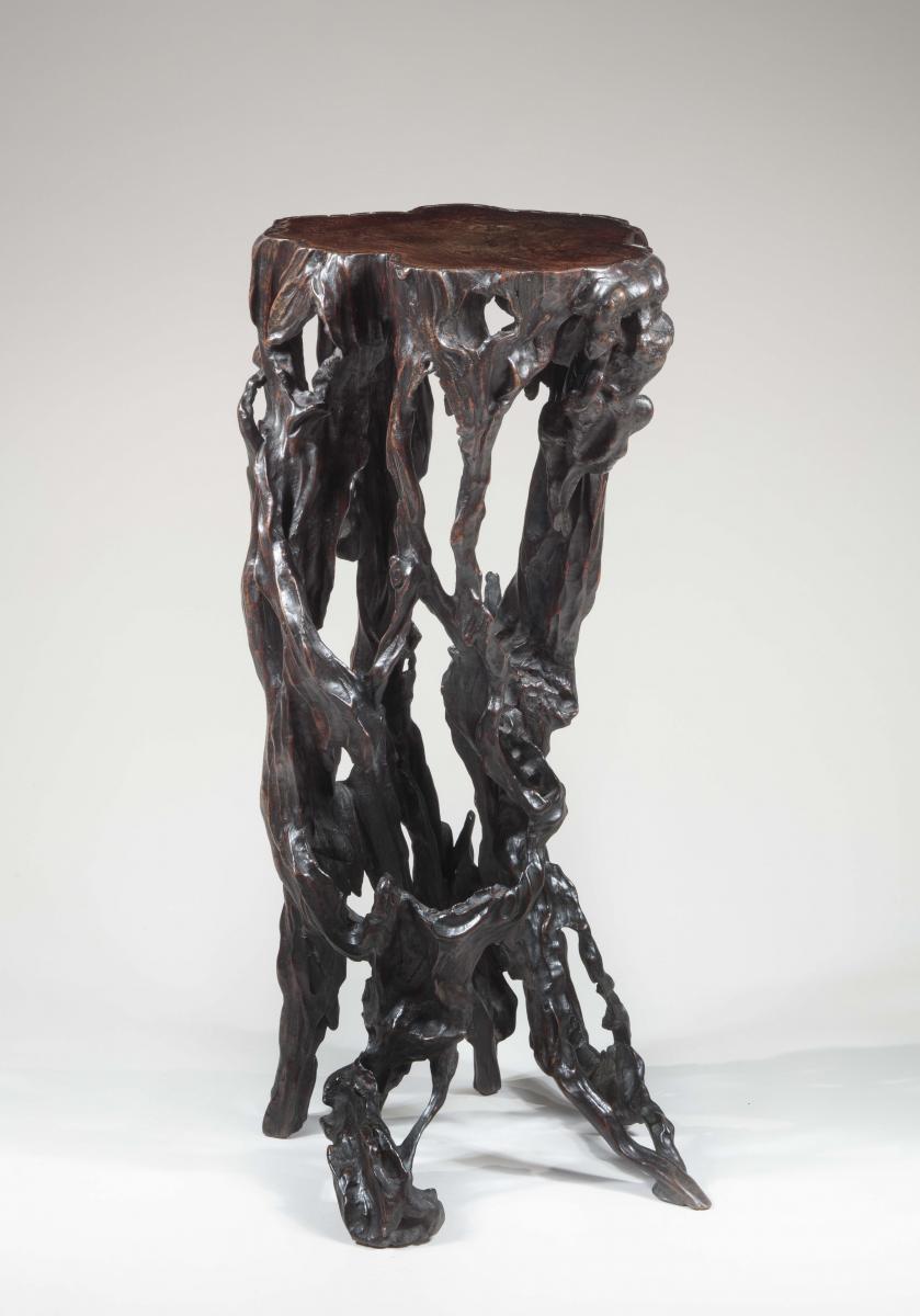 A natural root stand of irregular twisted shape, Japanese, Edo period 