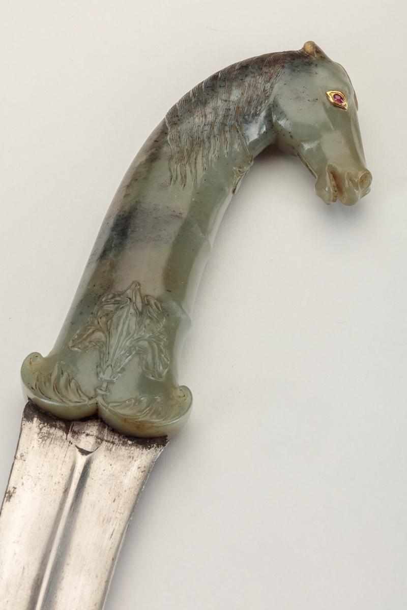 Mughal Dagger with a Jade Horse-Head Handle