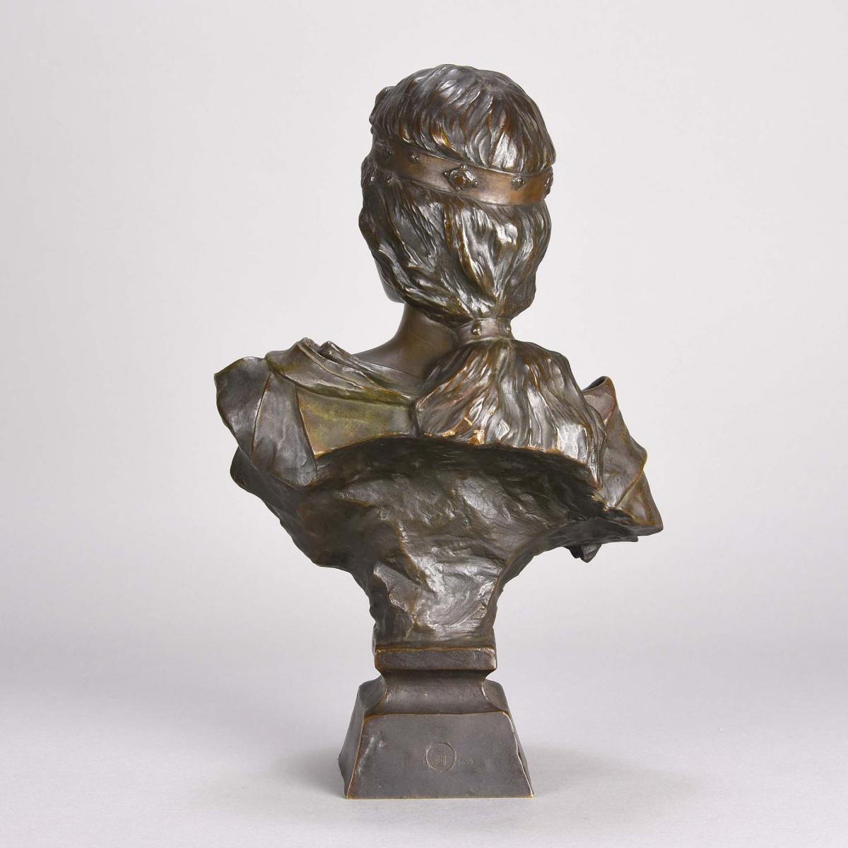 Art Nouveau Bronze Bust "Sibylle" by Emmanuel Villanis 