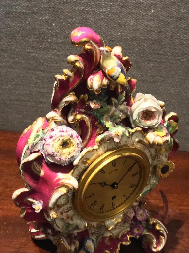 Victorian Antique Porcelain Mantel Clock by Benjamin Lewis Vulliamy, London