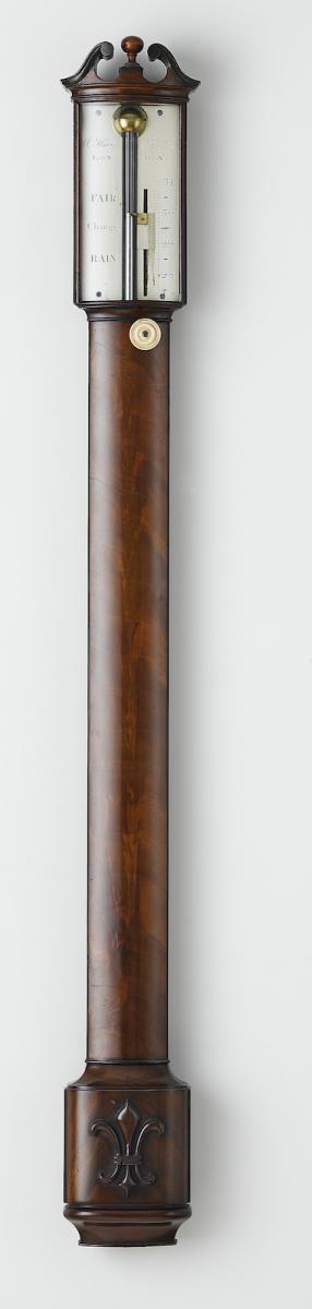 George III mahogany bow fronted stick barometer