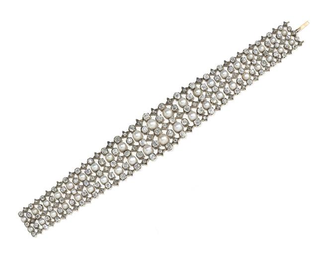 An Antique Pearl and Diamond Bracelet by Frederic Boucheron