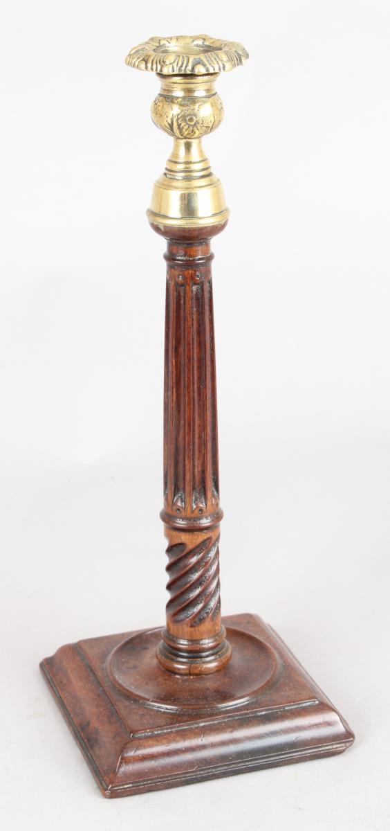 Rare pair of George III mahogany candlesticks
