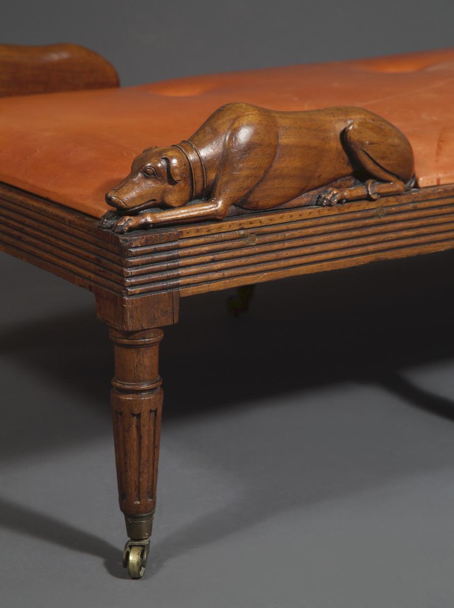 An Unusual Carved Walnut Daybed Related To A Design By Thomas Hope