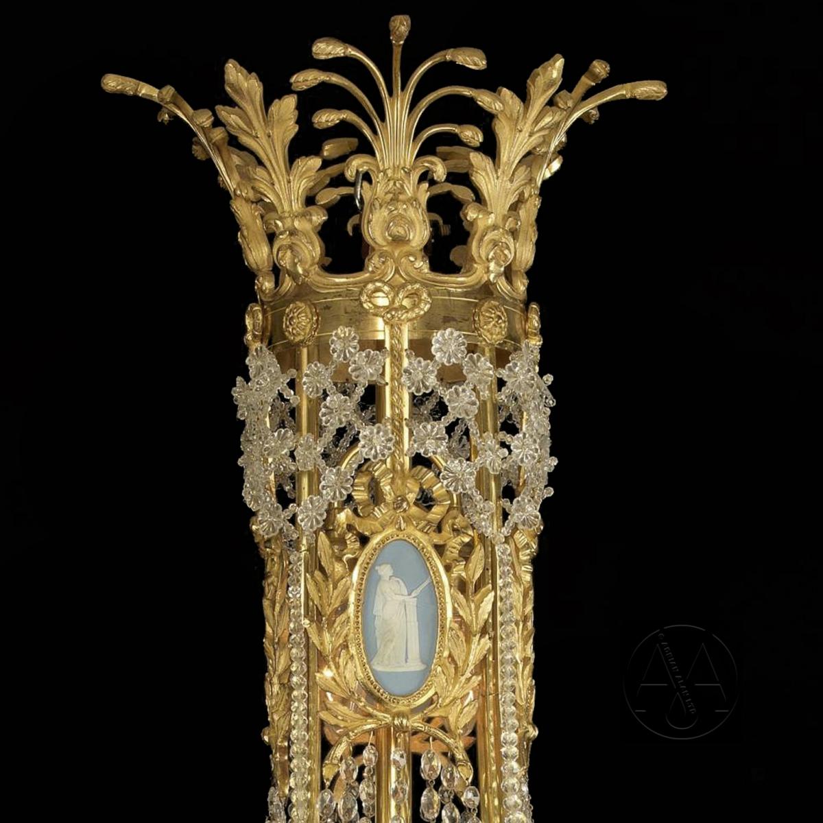 Louis XVI Style Cut-Glass and Gilt-Bronze Mounted Chandelier