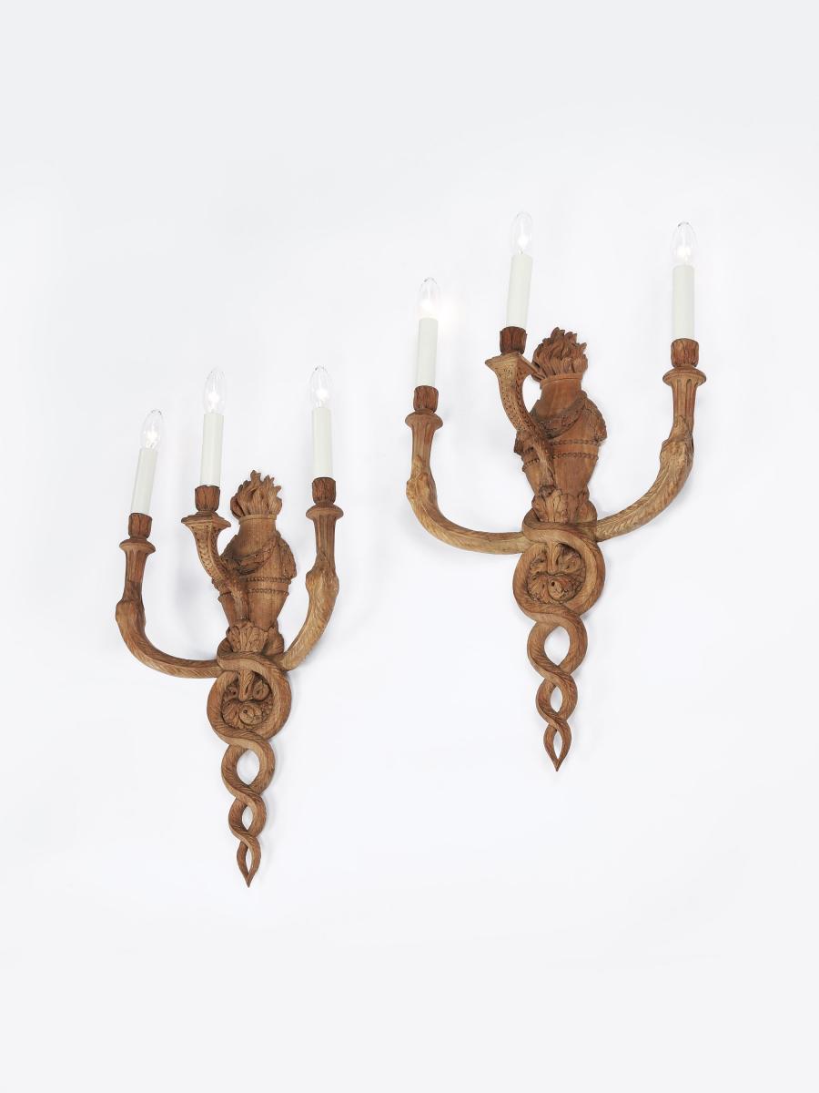 19th Century French Carved Wall Sconces