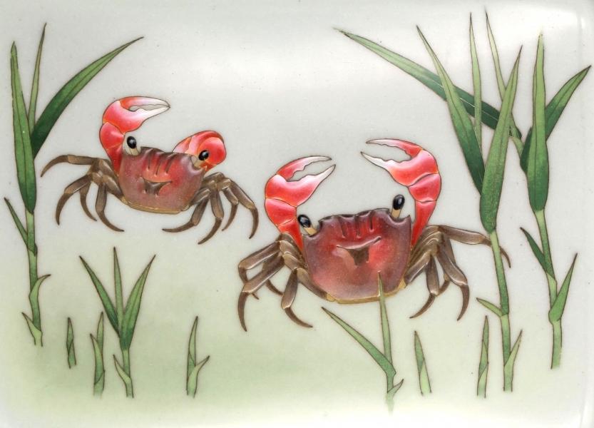 Moriage Cloisonné Enamel Box with Crabs