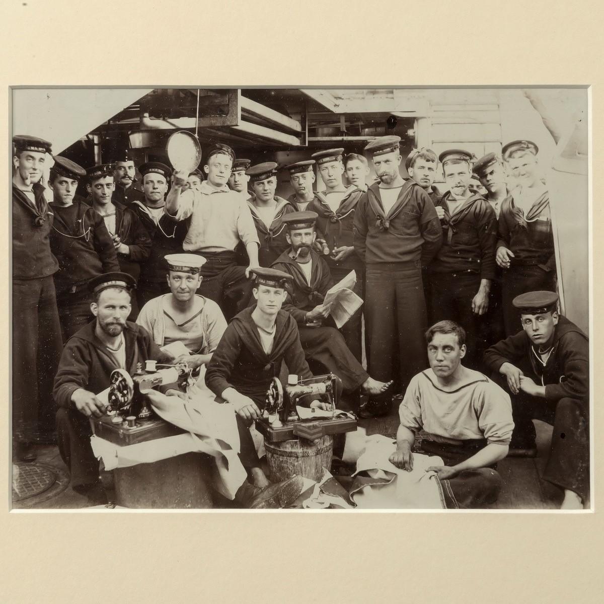 Photograph of the crew of HMS Dido on deck
