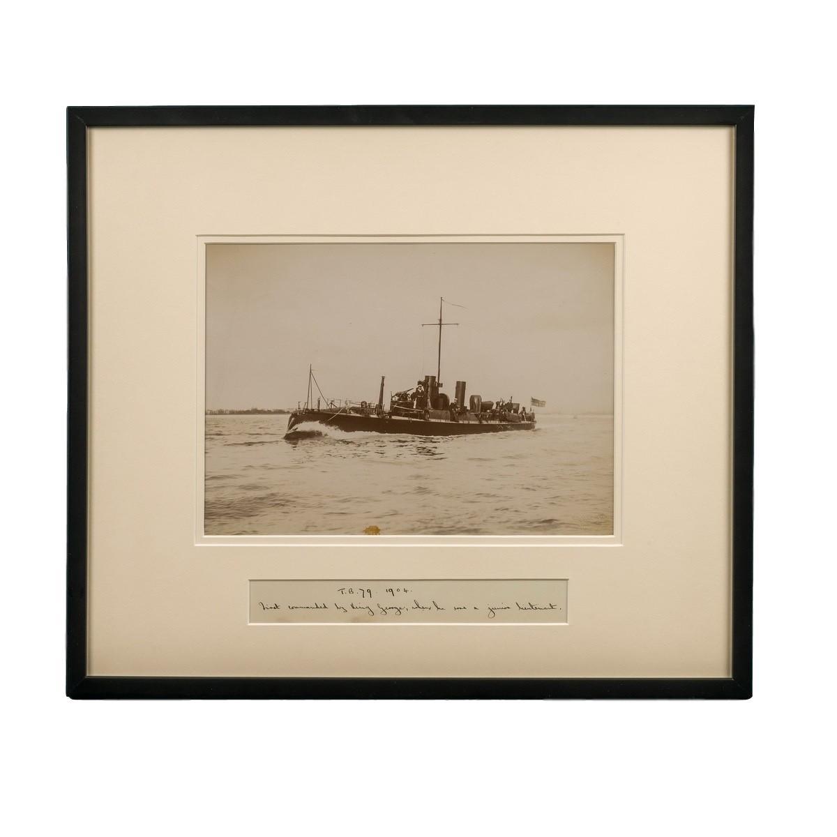 Framed albumen photograph of the Royal Navy Torpedo boat No 79