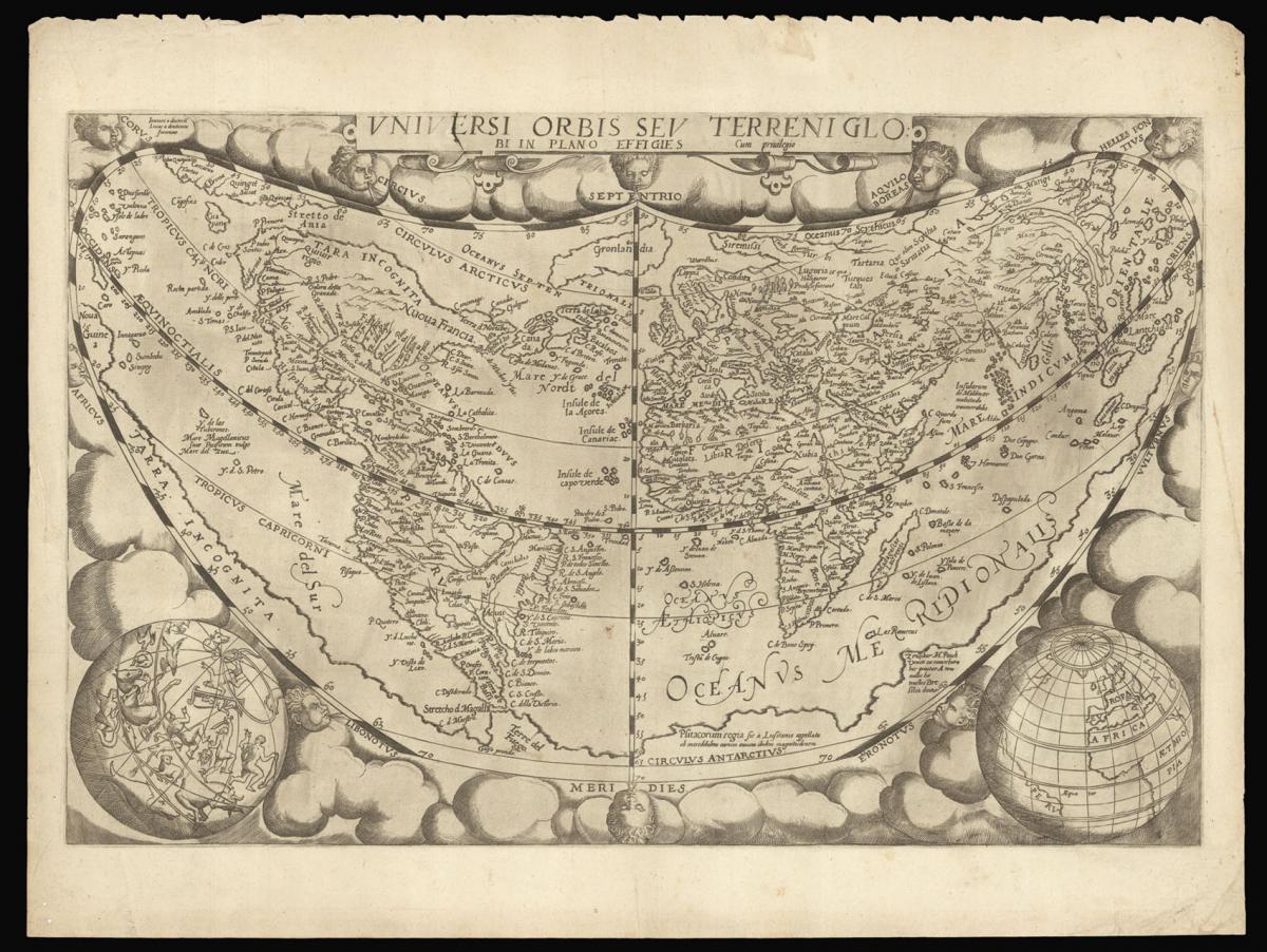 De Jode's rendering of Ortelius' wall-map of the world