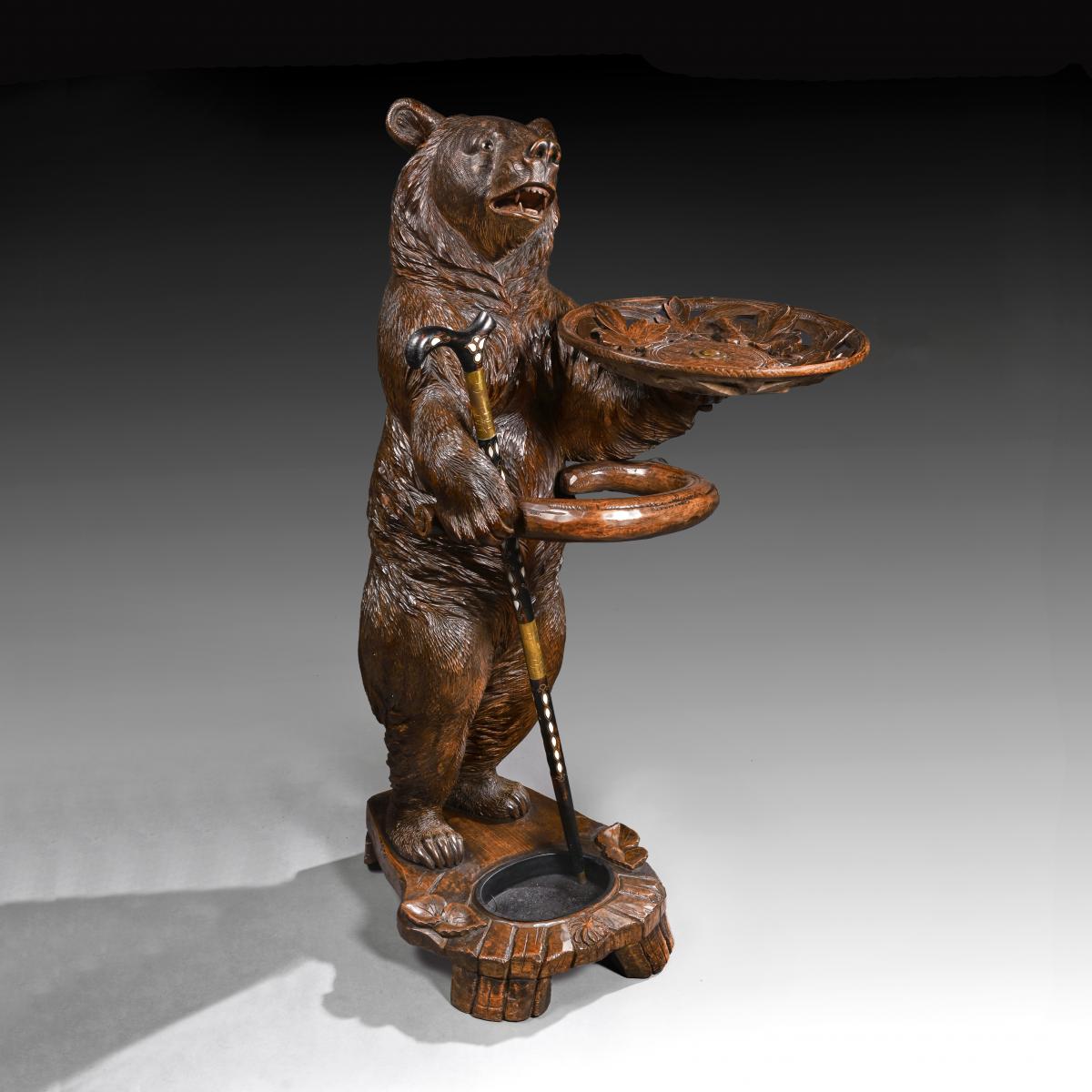 Large 19th Century Black Forest Bear Umbrella Stick Stand