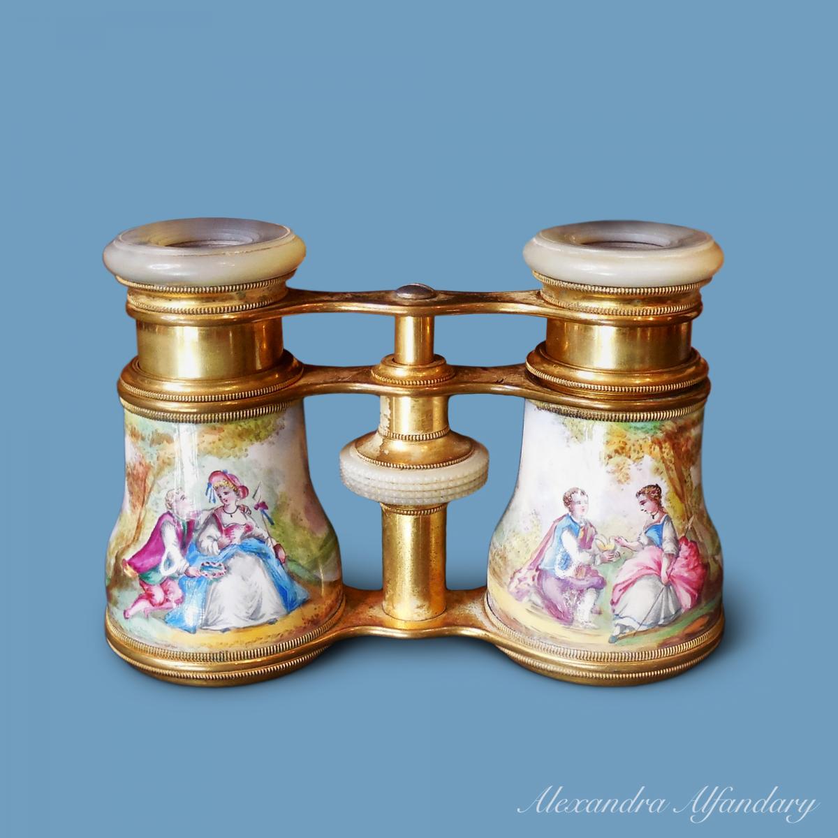 A Pair of Good French Enamel Opera Glasses