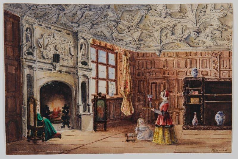 Interior at Ampney Park, Gloucestershire, Lady Jane Harriet Pleydell-Bouverie (1819-1903)
