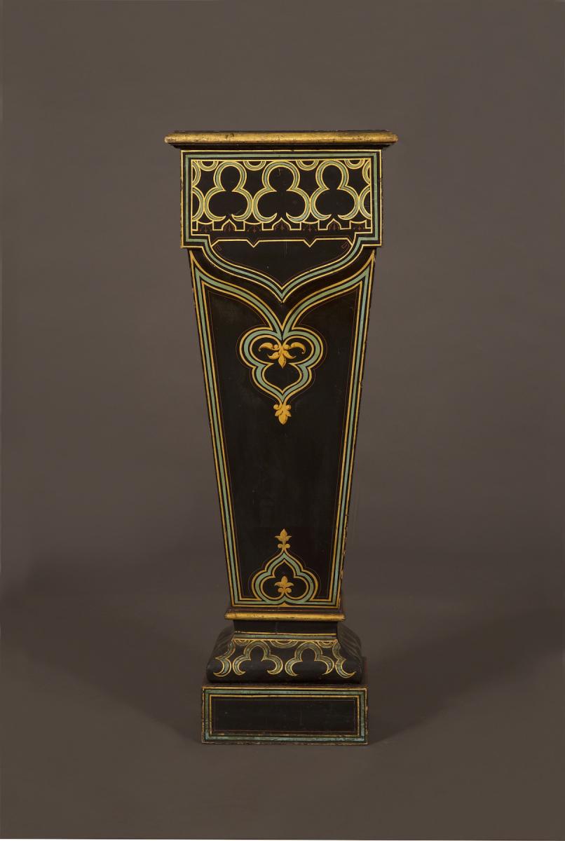 An Interesting Pair Of Louis Philippe Black And Polychrmome Tapering Pedestals In The Exotic Taste