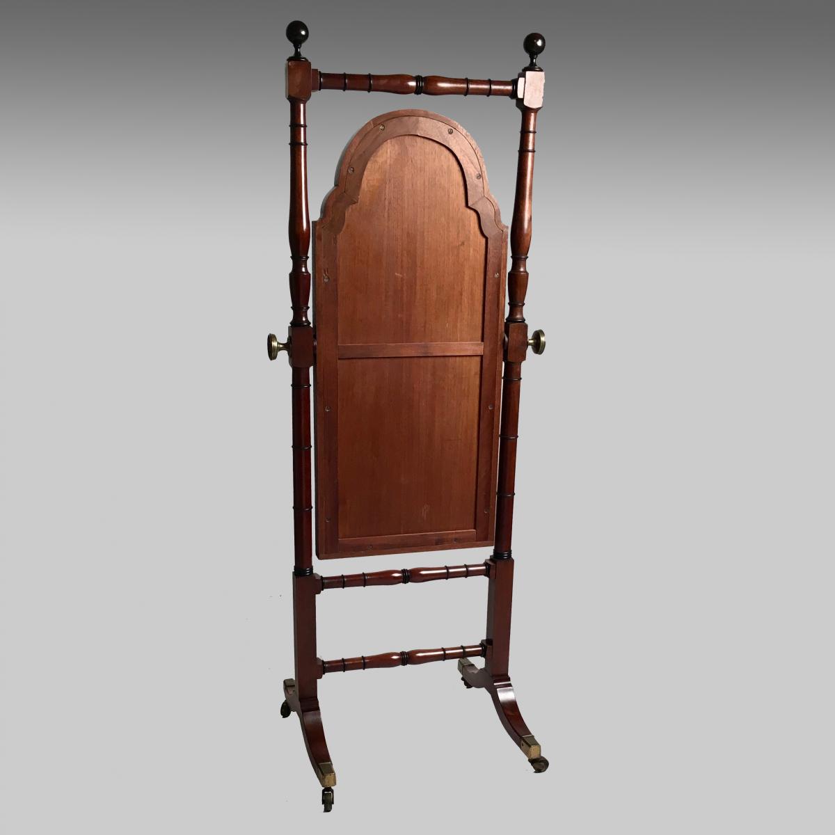 Antique Regency mahogany cheval mirror