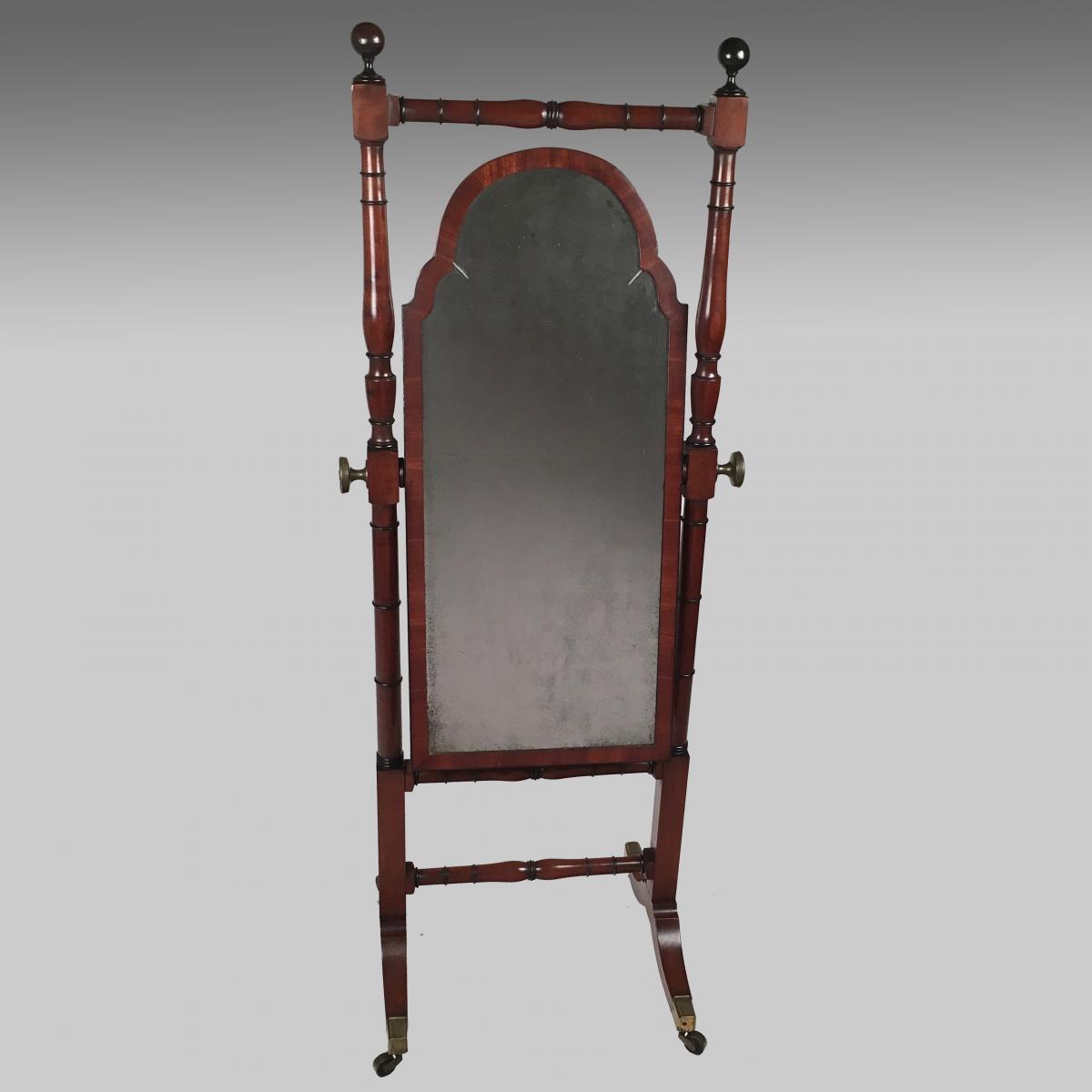 Antique Regency mahogany cheval mirror