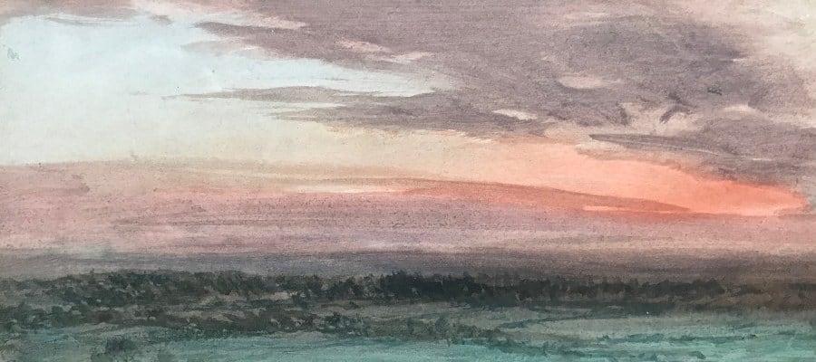 Sunset over a wooded landscape, Joseph Arthur Palliser Severn (1842-1931)