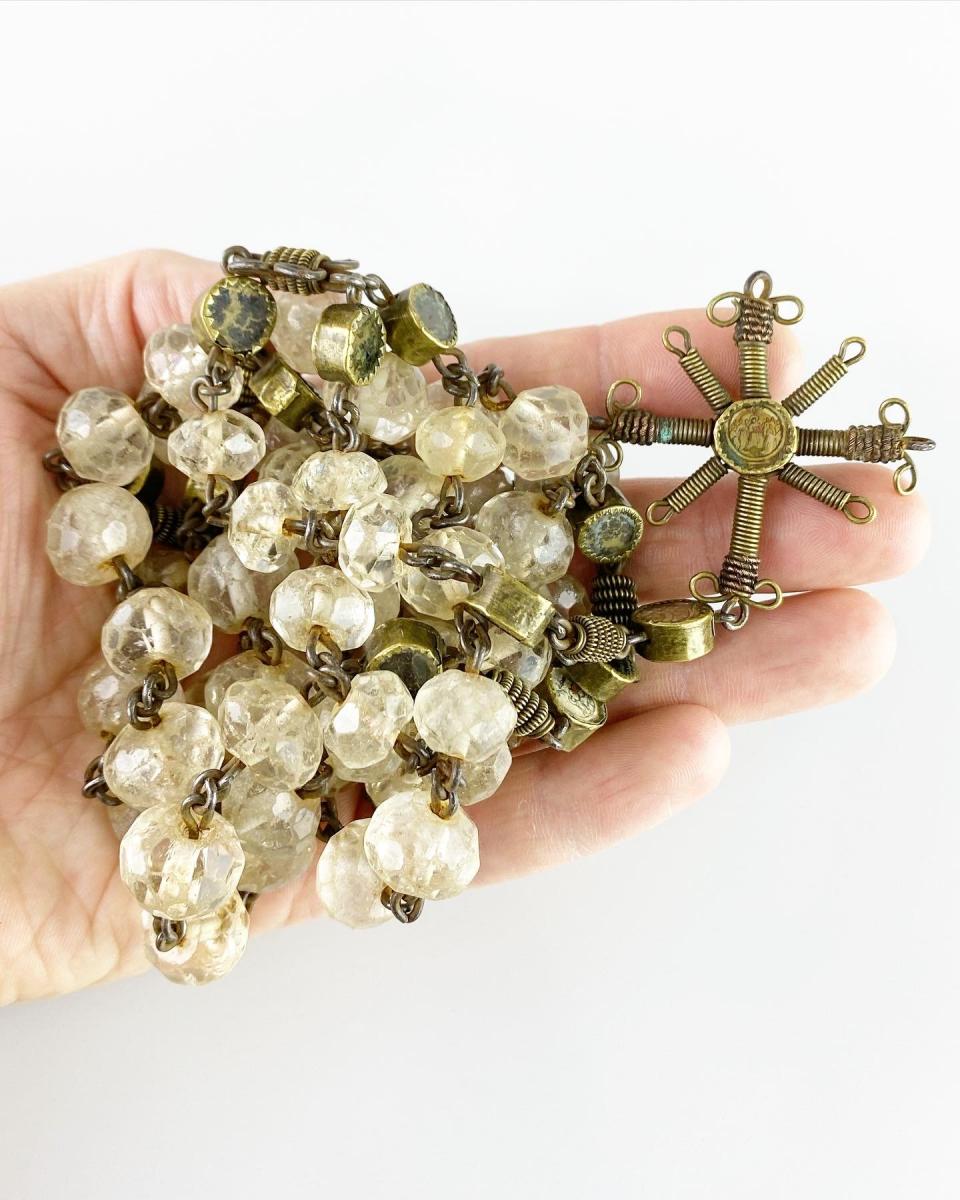 Glass rosary with miniatures. Spanish, mid 17th century