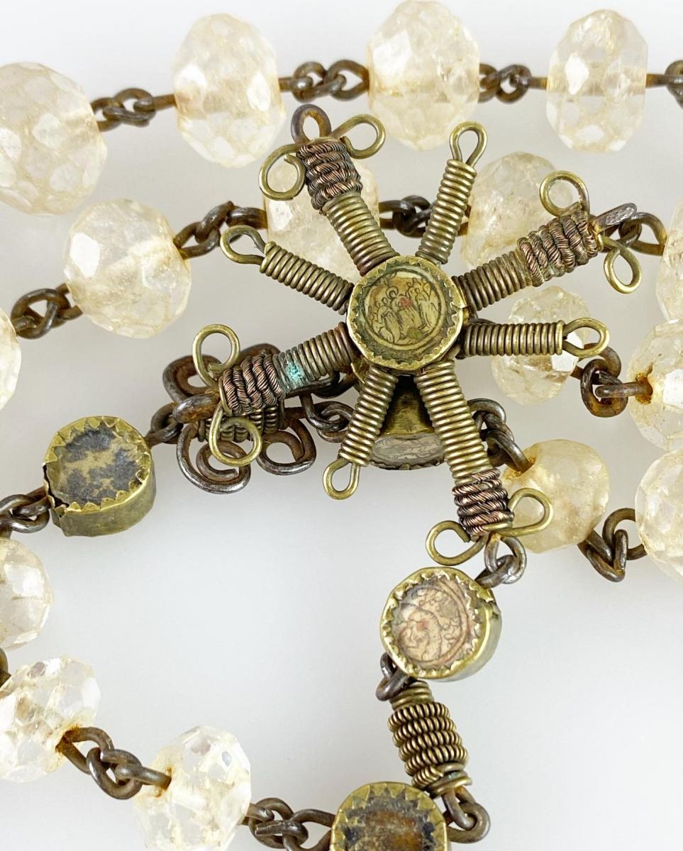 Glass rosary with miniatures. Spanish, mid 17th century