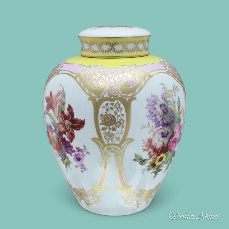 KPM Berlin Vase and Cover with Floral Decoration, c.1908
