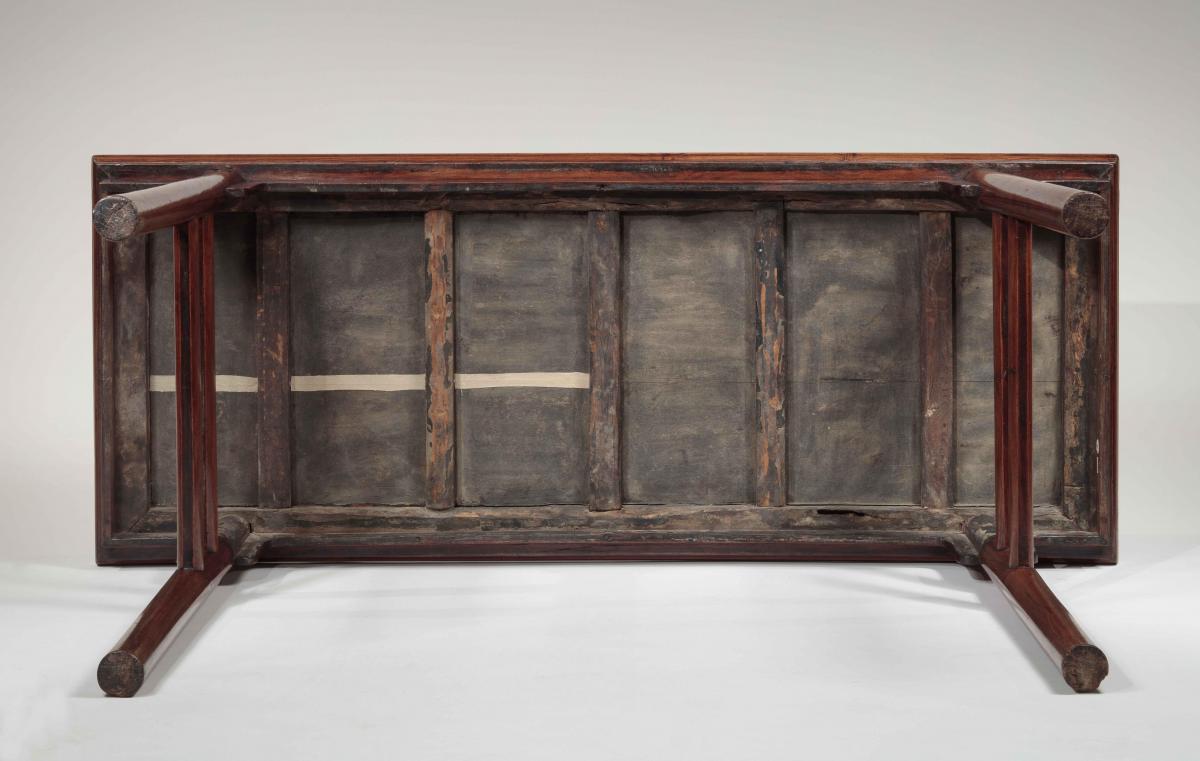 A huanghuali inset leg bridle joint table, Chinese, Late Ming/ early Qing dynasty, 17th century. - under