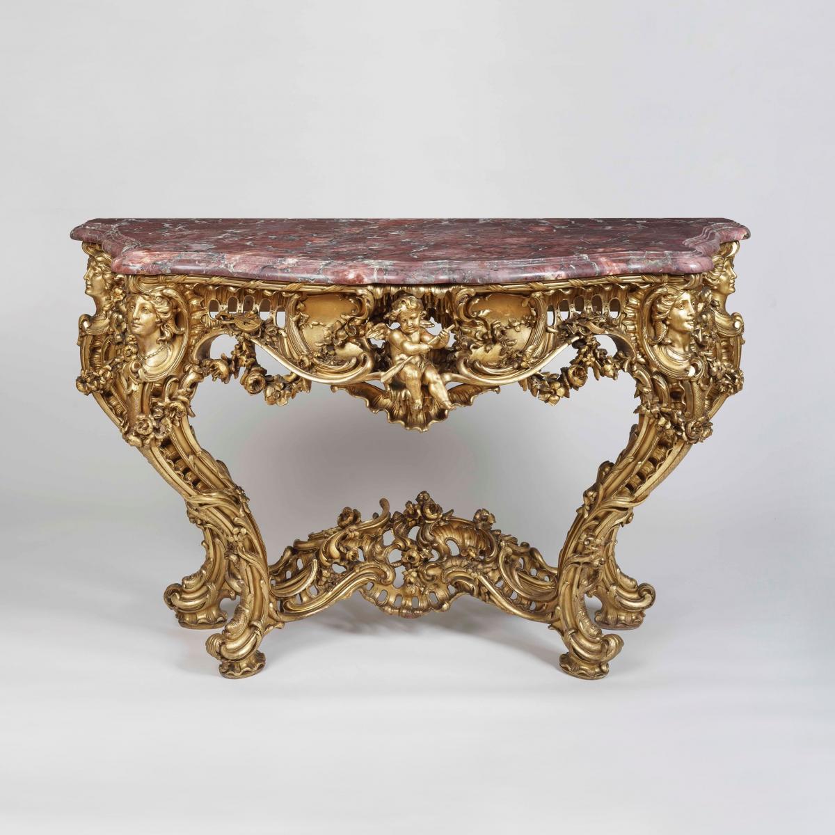 A Louis XV Style Console Table In the Manner of Nicolas Pineau