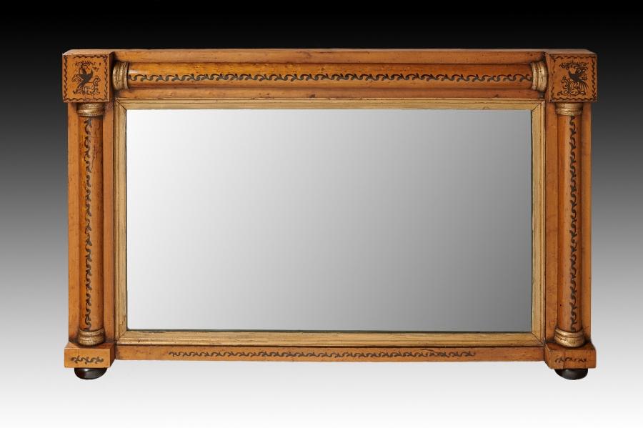 Regency Maple and Gilt Overmantle Mirror Retaining Original Plate