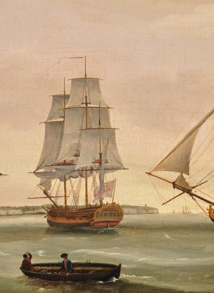 East Indiamen Assembling Off The Coast With The Earl Of Effingham, The Beckford And The Land Overly In The Foreground detail 3