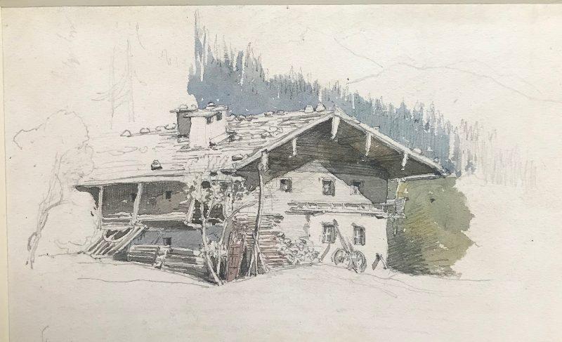 A chalet in the mountains, English School mid 19th Century