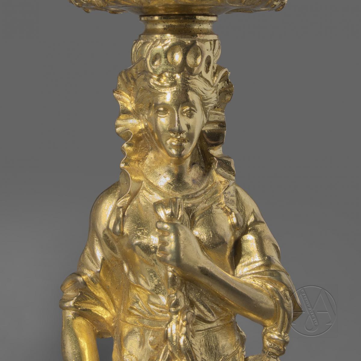 Louis XIV Style Gilt-Bronze Figural Candlesticks