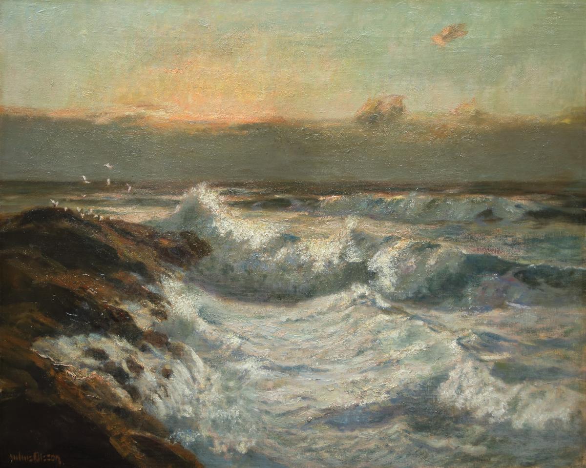 'Breakers at Twilight' by Julius Olsson R.A. (1864 - 1942)