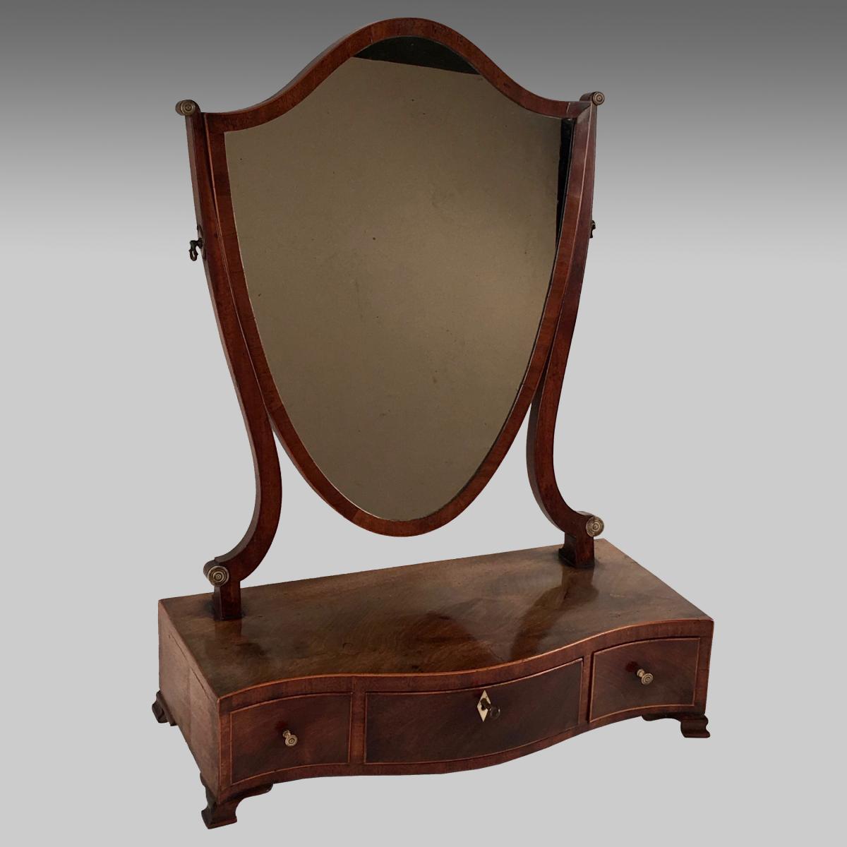 Antique Sheraton mahogany dressing mirror