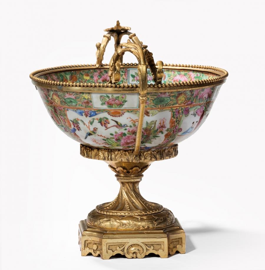 Fine 19th C Chinese Gilt Mounted Canton Centrepiece