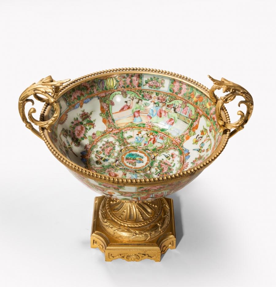 Fine 19th C Chinese Gilt Mounted Canton Centrepiece