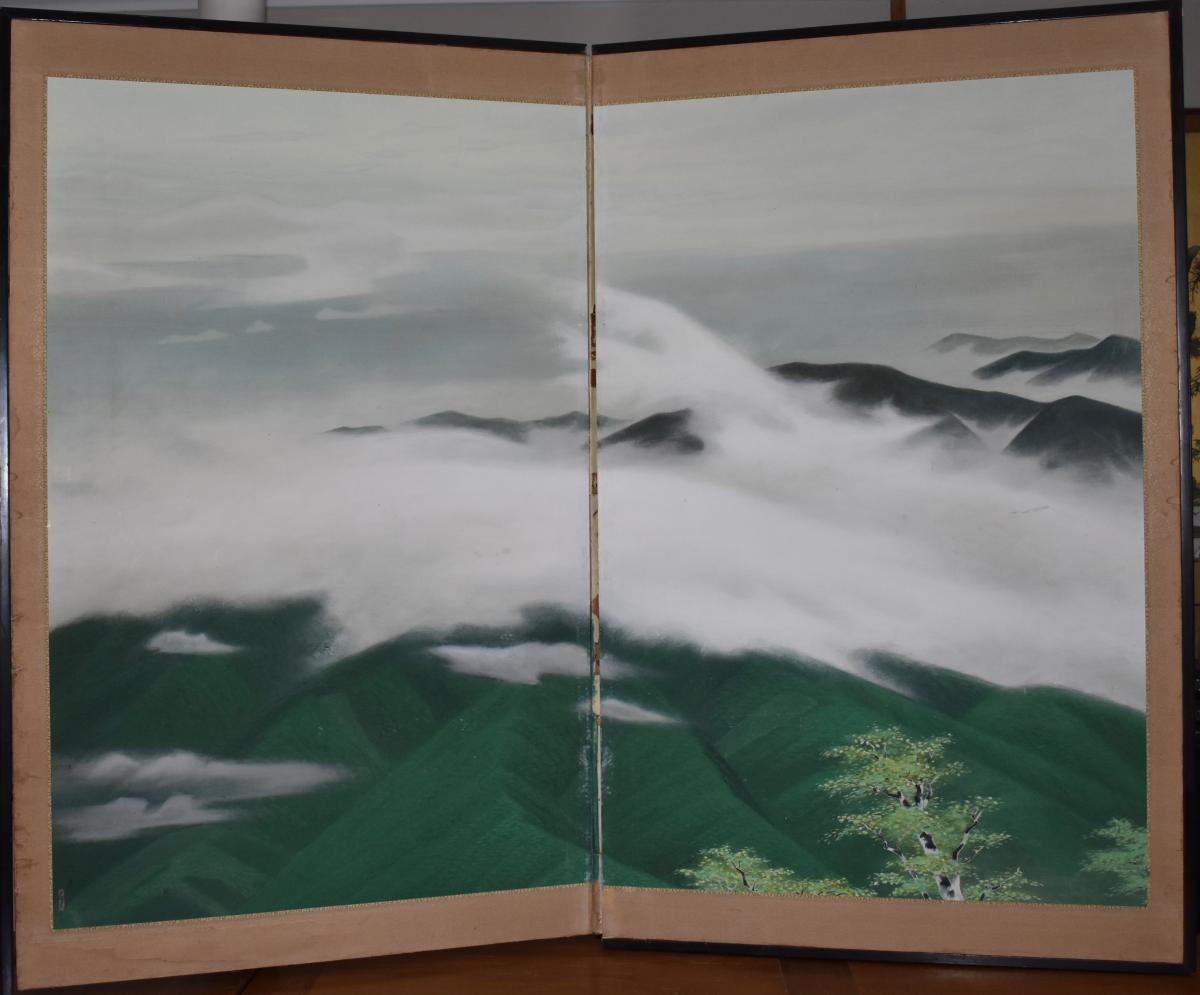 Two-Panel Landscape Screen, Taisho Period, Circa 1910