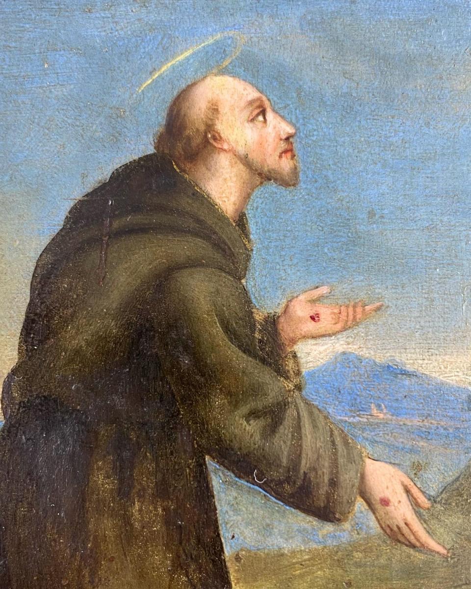 Saint Francis of Assisi receiving the Stigmata. Italian, mid 17th century