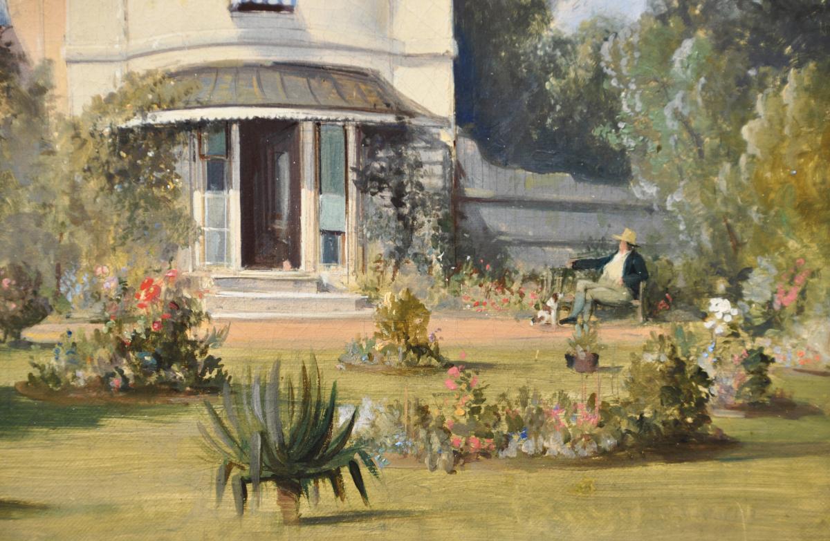 The artist and his family in the garden of his house at 6, Park Village West, Regent’s Park detail 1