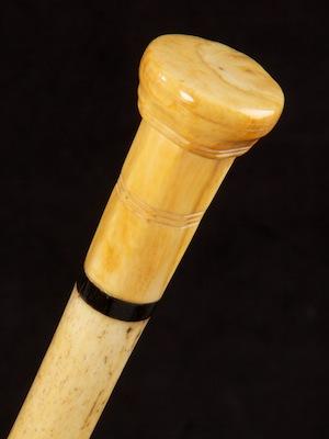 Turned and reeded whaler-made whalebone cane_a