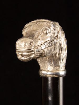 Rare silver vesta and striker horse head handle cane_j